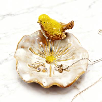 Hand-Painted Ceramic Tray with Bird Fish Owl Design Multi-Functional Jewelry Dish Soap Storage Holder Unique Decorative Tray