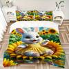 3pcs Anime Bunny Sunflower Bedding Set - Includes One Quilt Cover and Two Pillowcases (No Core) - Polyester Fabric, Perfect for Bedroom and