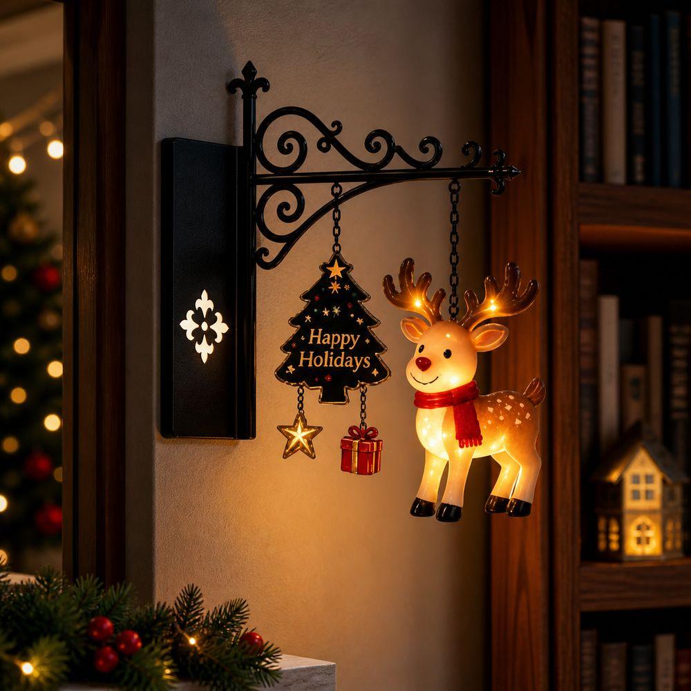 Streetlamp Shape Christmas Bookshelf Lantern Christmas Shelf Light Bookshelf Decoration