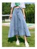 2025 Women's High Waist Slimming Midi Denim A-Line Skirt for Spring/Summer