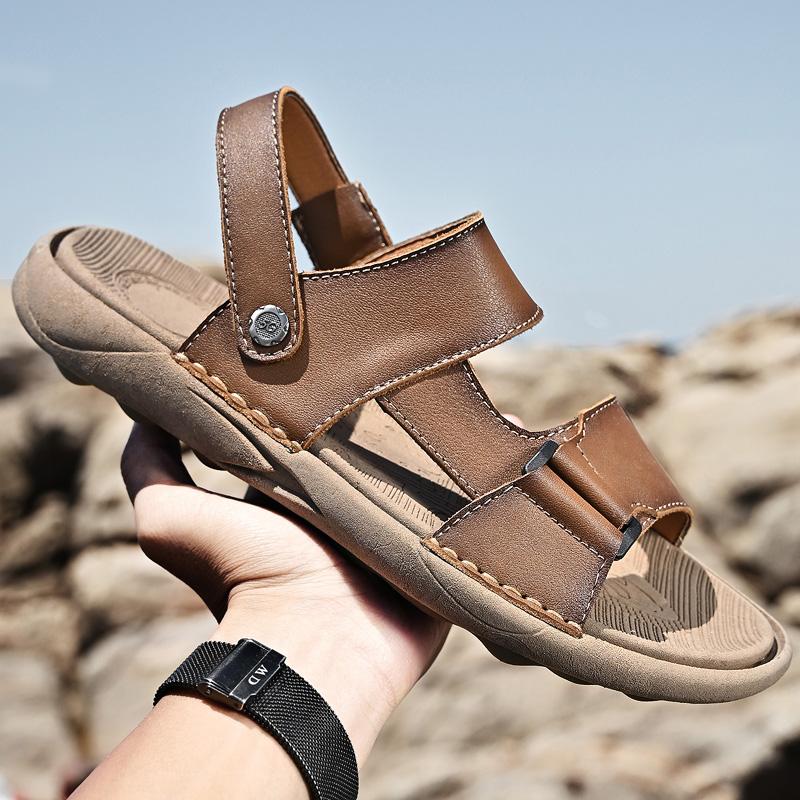 Модные летние мужские сандалии из коровьей кожи высшего слоя для пляжа — фото 5