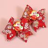2pcs Chinese New Year Hair Bows Hair Clips Children Kids Hair Clips Barrettes Girls New Year Party Hair Accessories Headwear