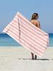 Couple Size Striped Beach Towel, Soft Absorbent Polyester Fabric, Modern Knit Design, Ideal for Travel, Vacation, Pool & Camping