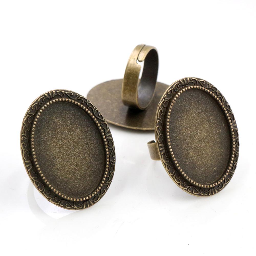 18x25mm 5pcs Antique Silver Plated/ Bronze/Black Brass Oval Adjustable Ring Settings Blank/Base,Fit 18x25mm Glass Cabochons