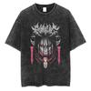 242. Attack On Titan Graphic T Shirt Washed Tee Men Harajuku Black Washed T-Shirt Streetwear Anime Cotton Casual Tshirt Summer Short Sleeve Tee Oversi
