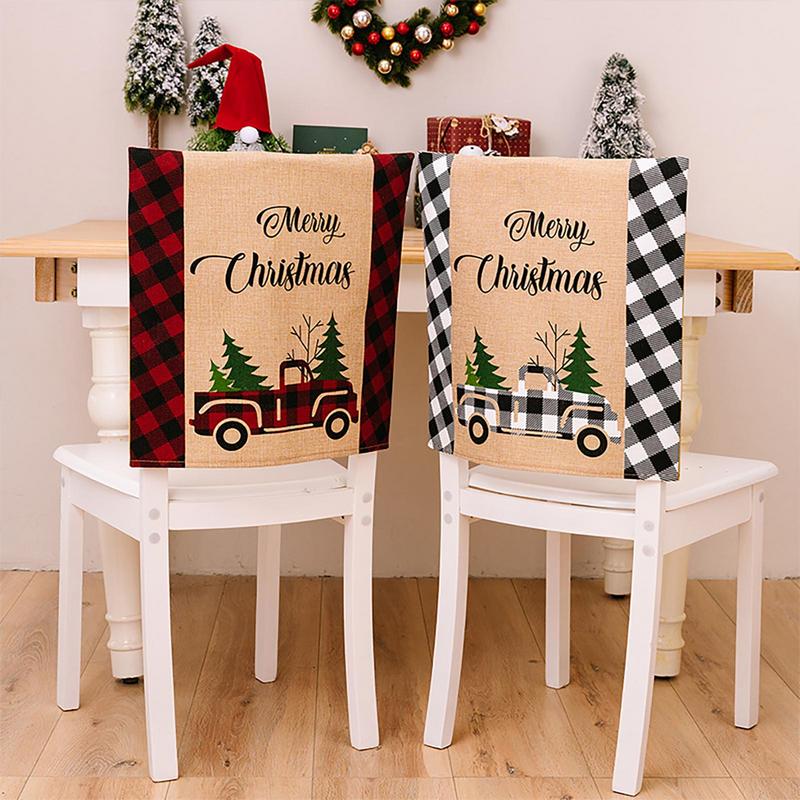 Christmas Chair Covers Alphabet Soft Fabric Festival Dining Chair Back Covers For Home Restaurant Printed Chair Protective Cover