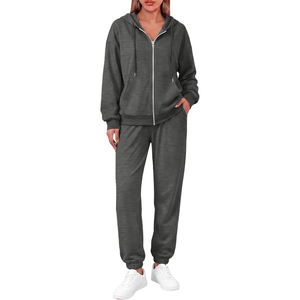 Women's Fashion Comfortable Hoodie Jacket Set for Winter Casual Wear