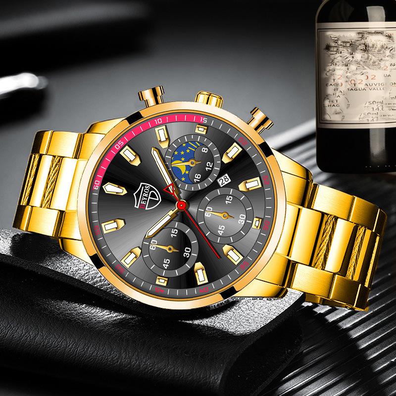 Stilvolle, einfache Uhr Herren Edelstahl Uhr Kalender Quarzuhr Herren personalisierte Casual Uhr