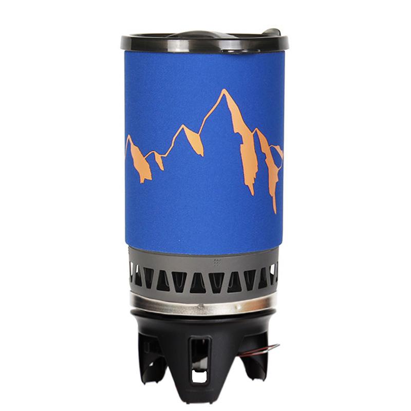 Camping Cooking Gas Burner Pot Combine Set With Energy Saving Ring Ultralight 1.4L Pot Gas Stove Set