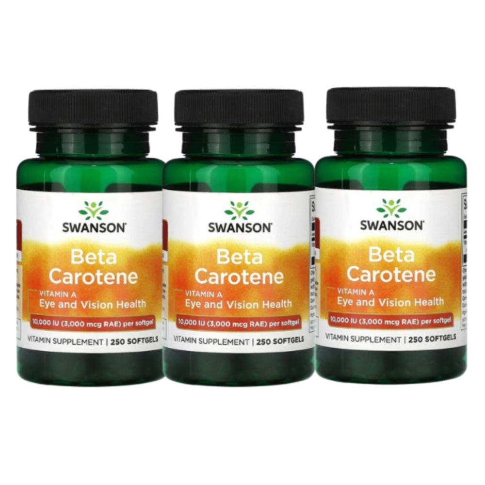 Swanson Beta Carotene 10,000 IU 3,000 mcg RAE 250 Tablets 3 pcs