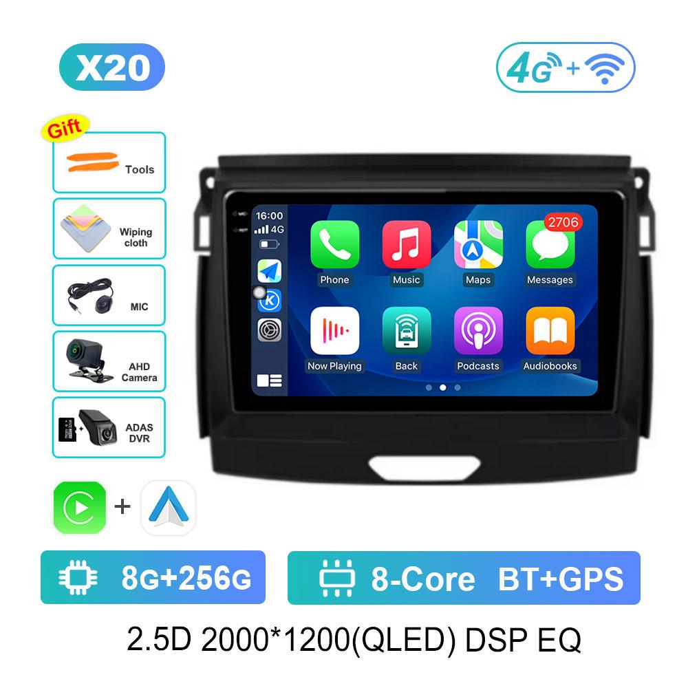 Car Video Multimedia Player Bluetooth Carplay for Ford Ranger 2015 - 2020 WiFi 4G Android OS GPS Navi 2.5D Screen Auto Tools