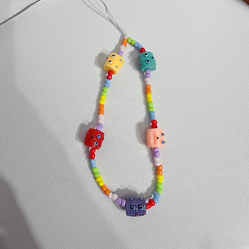 Summer-Colored Beads Phone Lanyard: Vibrant Anti-Lost Chain & Bag Pendant for Girls