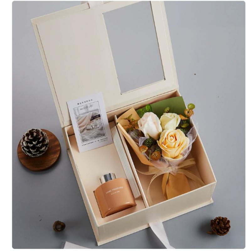 Bouquet Of Roses Soap Flower Gift Box Valentine'S Day Gift Fireless Aromatherapy Set For Girlfriend