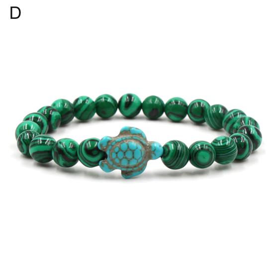 Beads Bracelet Sea Turtle Beaded Elastic Rope Adjustable Boho Decoration Valentines Day Gift Women Men 8mm Natural Faux Stone Friendship Bangle Dating