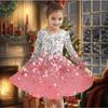 Girl Casual 3D Print Round Neck Long Sleeve Dress Kid Princess Dress