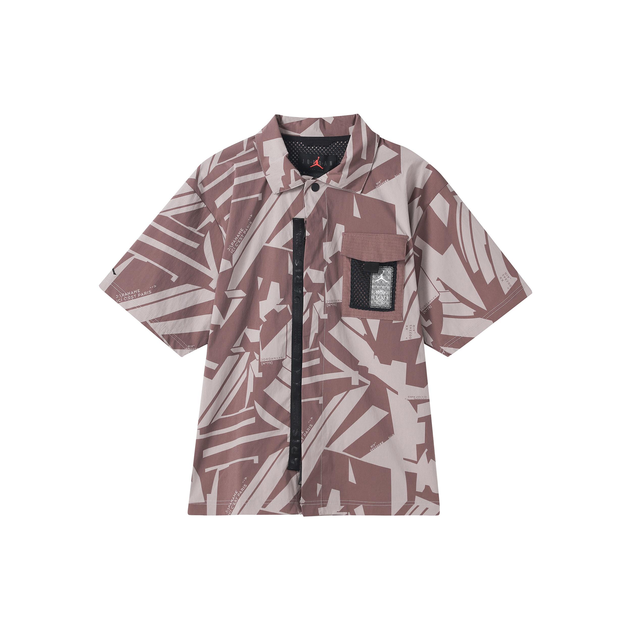 Men s Air Jordan Printing Knit Short Sleeve Pink Brown Shirt DM3109-218 M