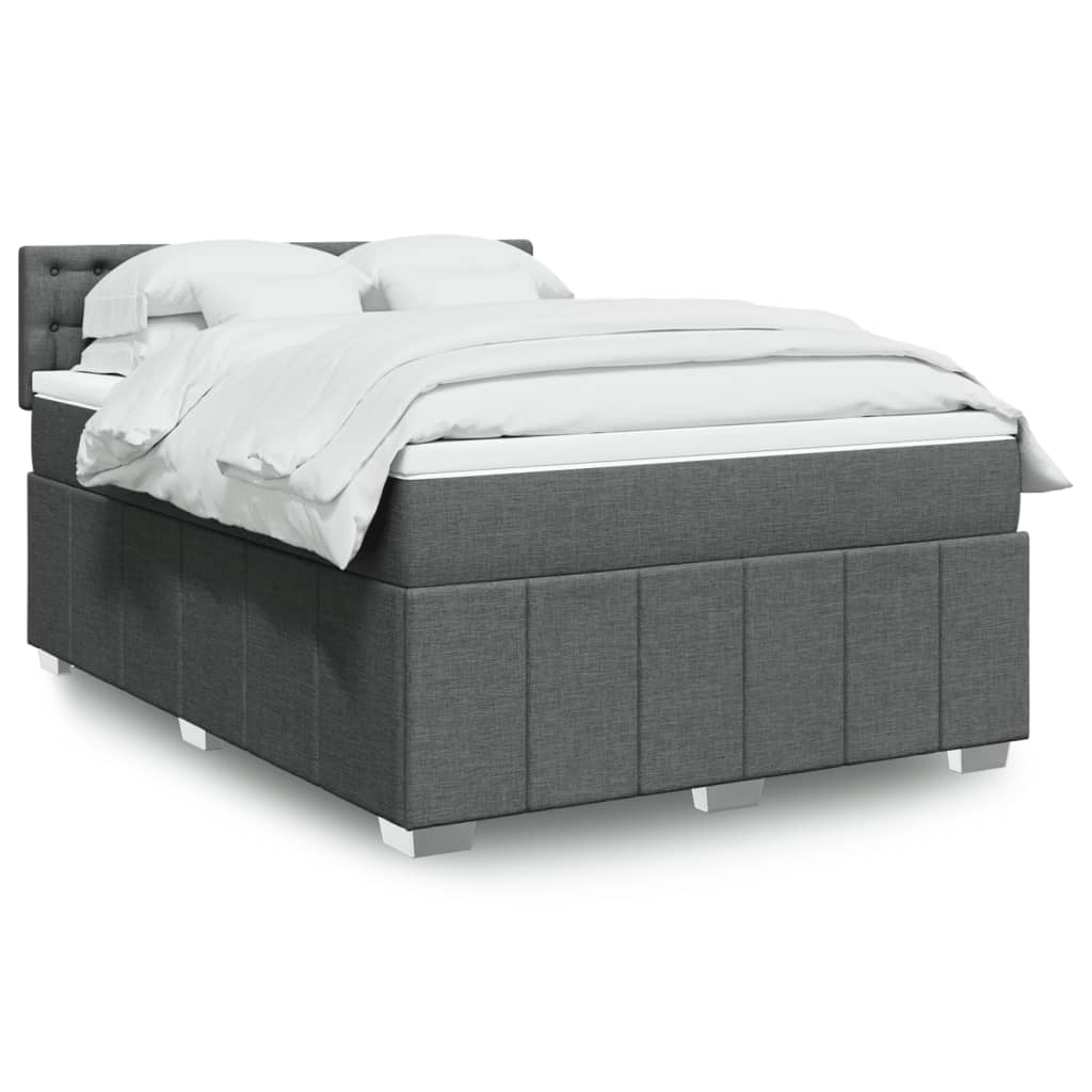 Vidaxl Kontinentalbett Mit Matratze, Dunkelgrauer Stoff 140X200 Cm