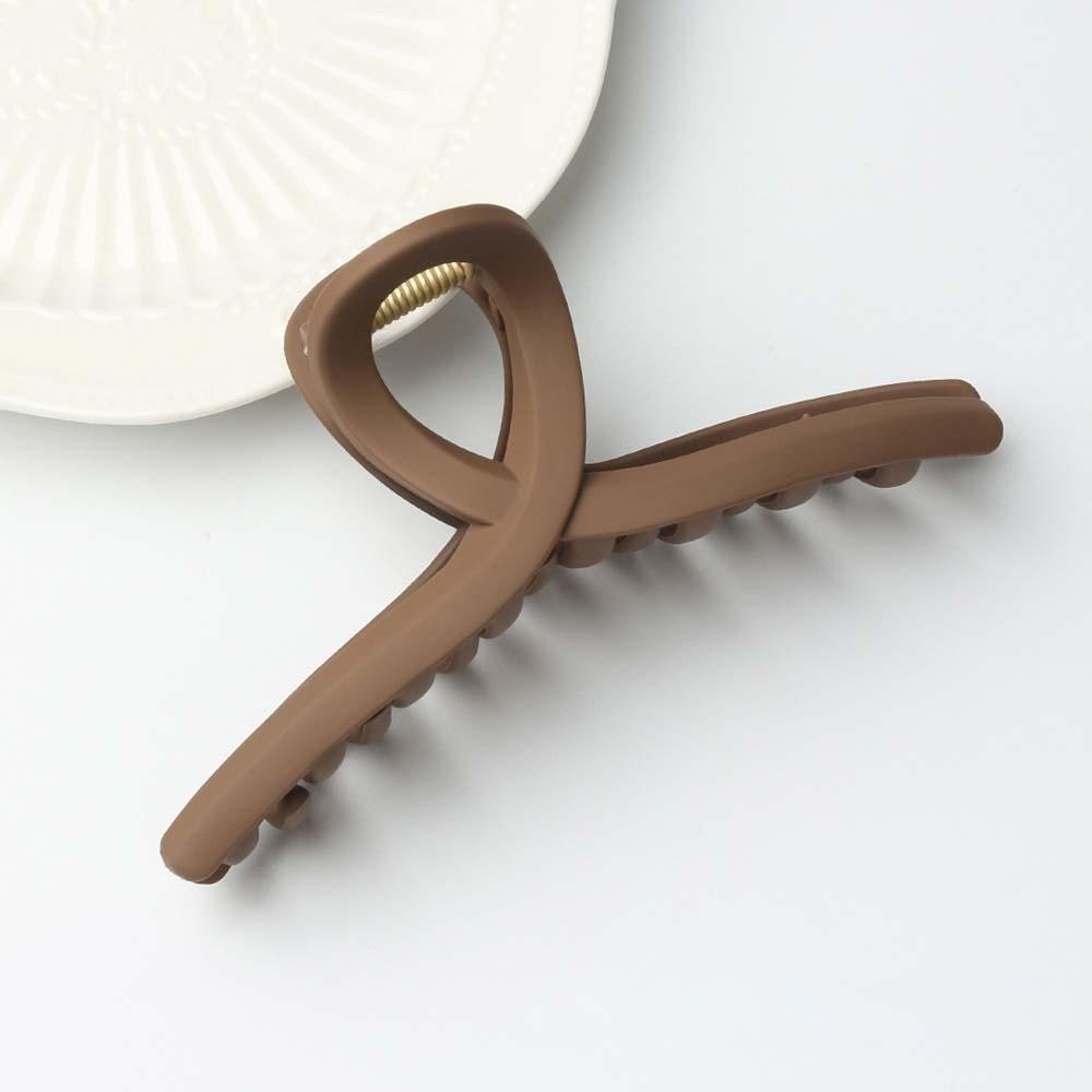 Cross Elastic Plastic Hair Claw Safe Solid Color Shark Clip Straight Line Shaped Hair Claw  Friends
