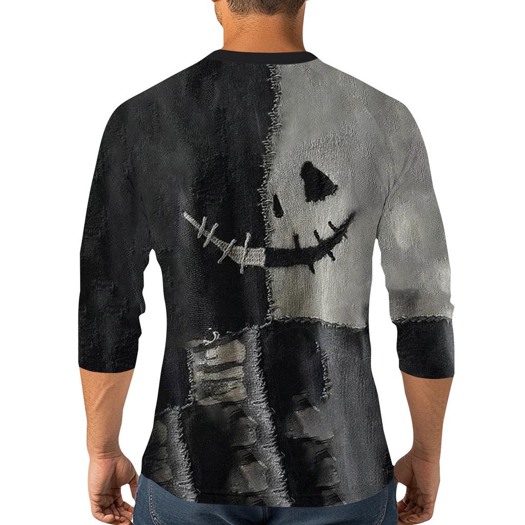 Men's Halloween Printed  Collar Three-Quarter Sleeve