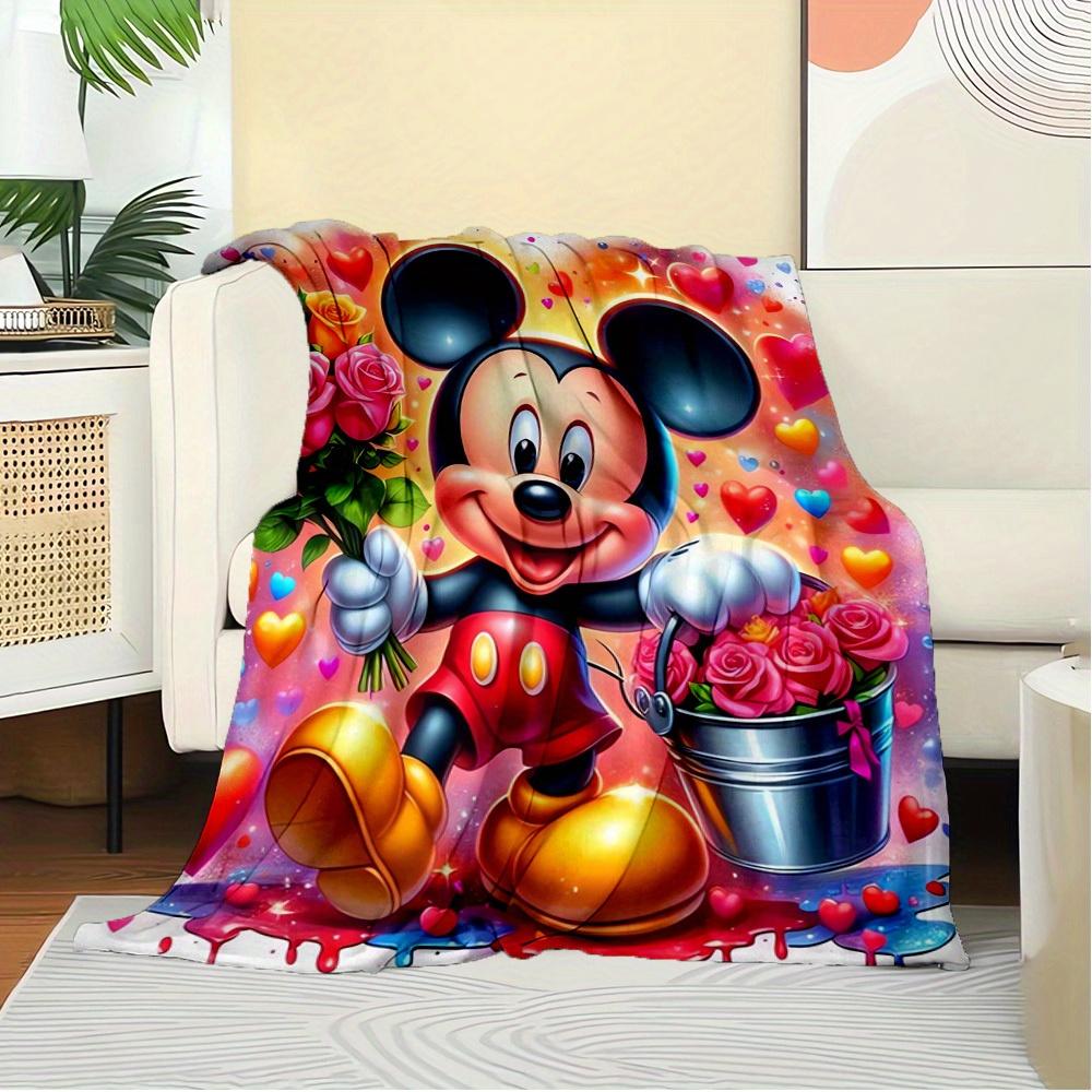 1pc Pieces flannel Mickey floral pattern bed blanket, Valentine's Day gift, home decoration, soft and comfortable