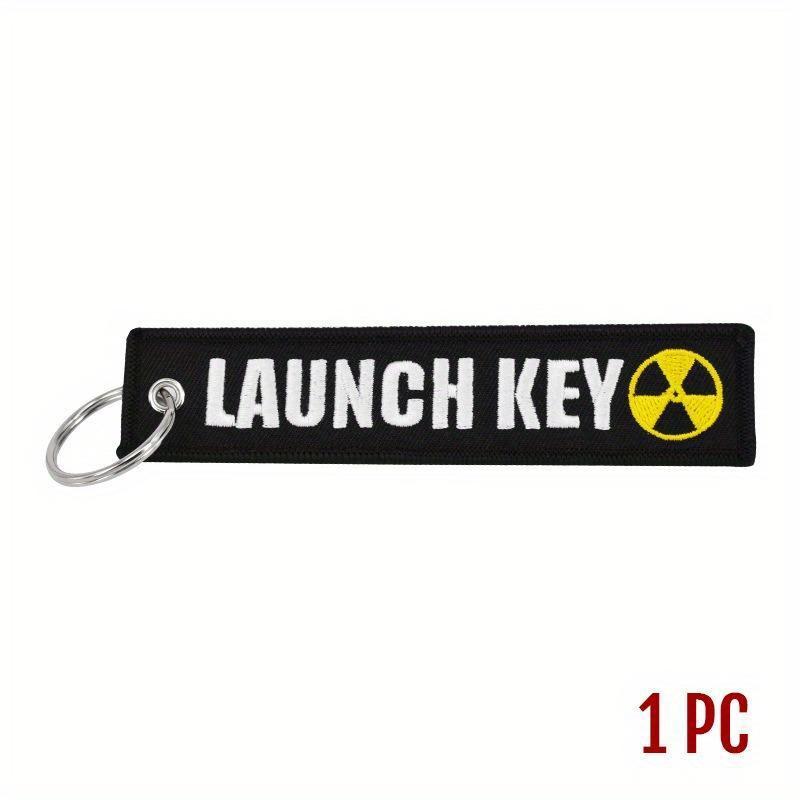 Text Stickerei Schlüsselanhänger LAUNCH KEY Tags Rechteck Schlüsselanhänger personalisierte Schlüsselanhänger Zubehör Souvenir