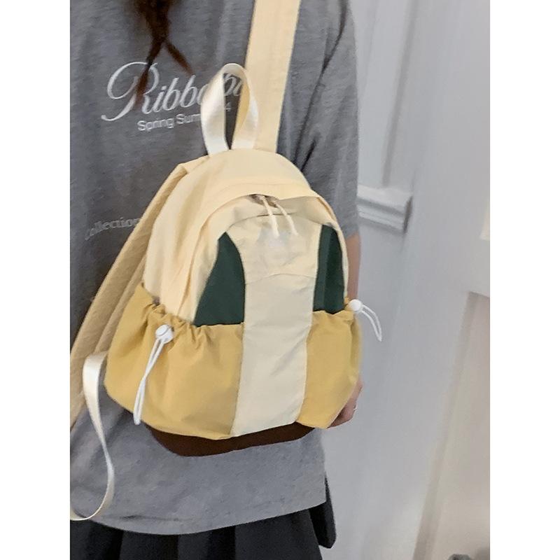Schoolbag contrasting color backpack 1011 summer new casual and lightweight travel small backpack women high value contrasting color schoolbag women