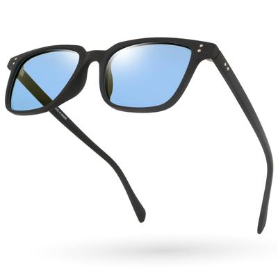 Fujita Optical LOGOS Square Polarized Matte Black with Blue Case UV for and RT2023 Men's Sunglasses, Lenses, Included, Anti-Glare, Protection,