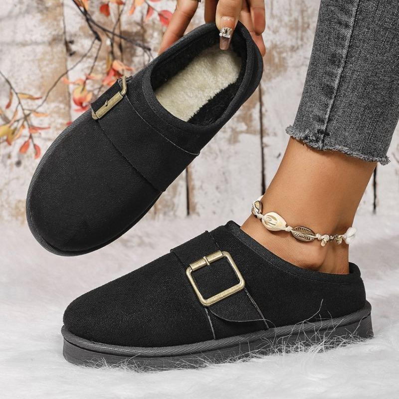Large Size Lazy One-pedal Snow Boots Women's Winter New Fashion Bag Head Slippers Thick-soled Cotton Slippers