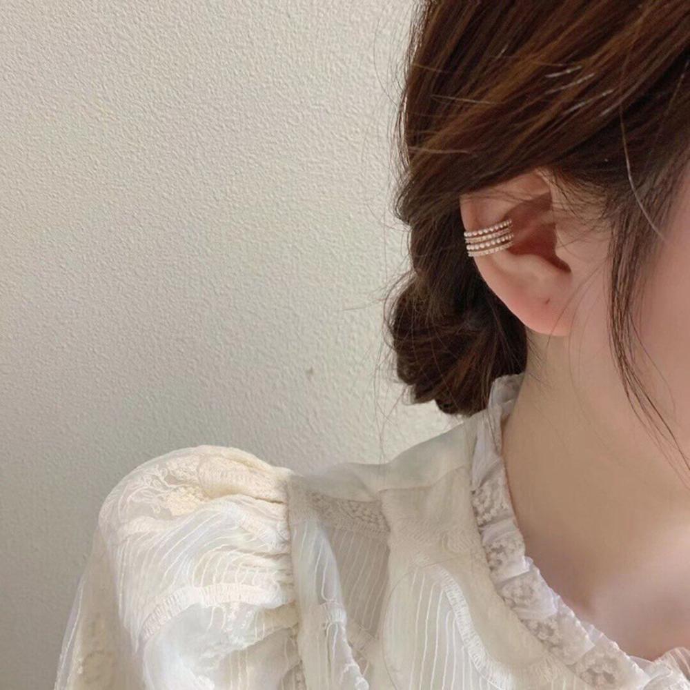 Zircon Multilayer Cartilage Clip Earrings Ear Cuff Pearls Ear Clips Korean Earrings for Women