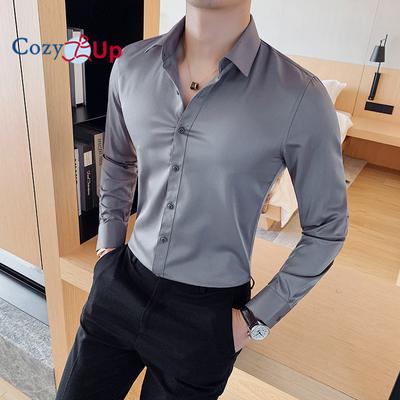British Style Long Sleeve Shirt Men Clothing Fashion Business Formal Wear Chemise Homme Slim Fit Camisa Masculina