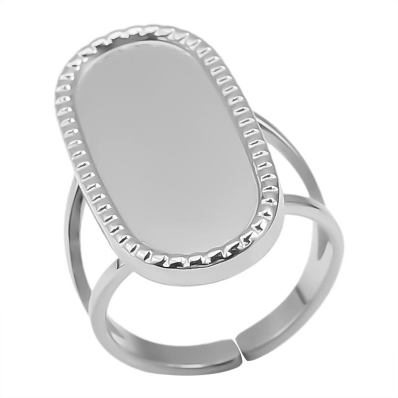 Geometria Semplice Moda Acciaio Inossidabile Anelli Aperti Per Donne Uomini Accessori Colore Argento Cuore Sole Rotondo Base Vuota Fai da Te Anillos