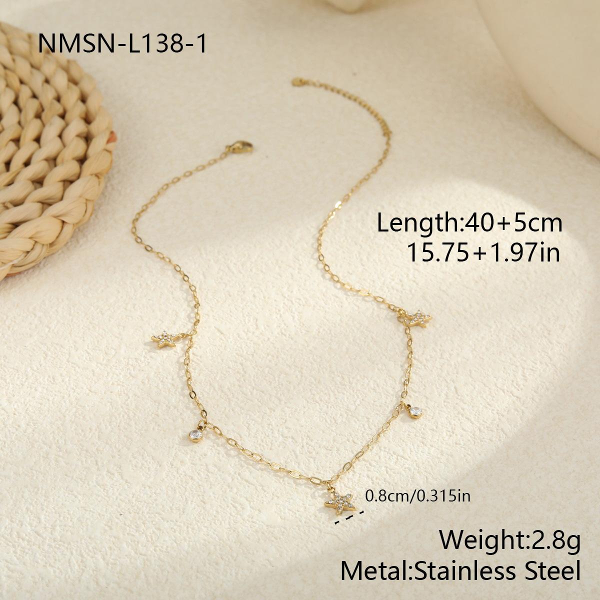GEMCHIC Women s 18K Gold Plated Stainless Steel Rhinestone Flower Star Multi-Pendant Necklace