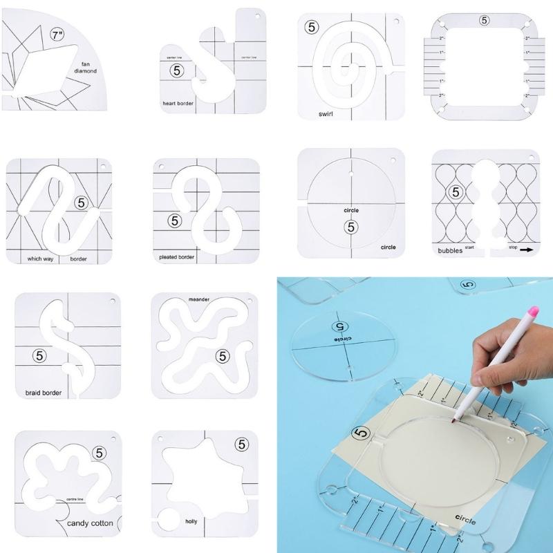 4Pcs Quilting Templates Clear Acrylic Quilting Ruler Freemotion Quilting Ruler Stencils Sewing Ruler Patchwork Tool