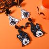 Dark Quirky Black Skeleton Resin Pendant Earrings & Necklace - Decorative Jewelry Accessories