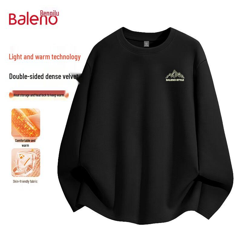Baleno Men s 2025 Winter De-velvet Long Sleeve Round Neck Thermal Base Layer Shirt 3XL