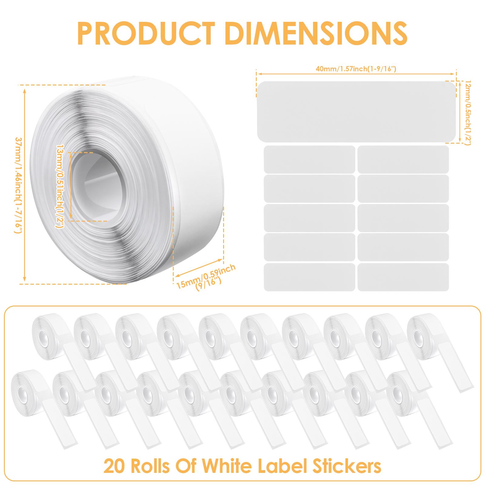 20 Roll Label Tape Compatible with D30 Printer Laminated Labeling Sticker Thermal Label Home Kitchen Office Stationery Stickers