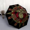 1pc Mayan Calendar Aztec Sun Automatic Folding Umbrella, Lightweight Retractable Compact Travel Umbrella, 8-Rib Sturdy Frame147