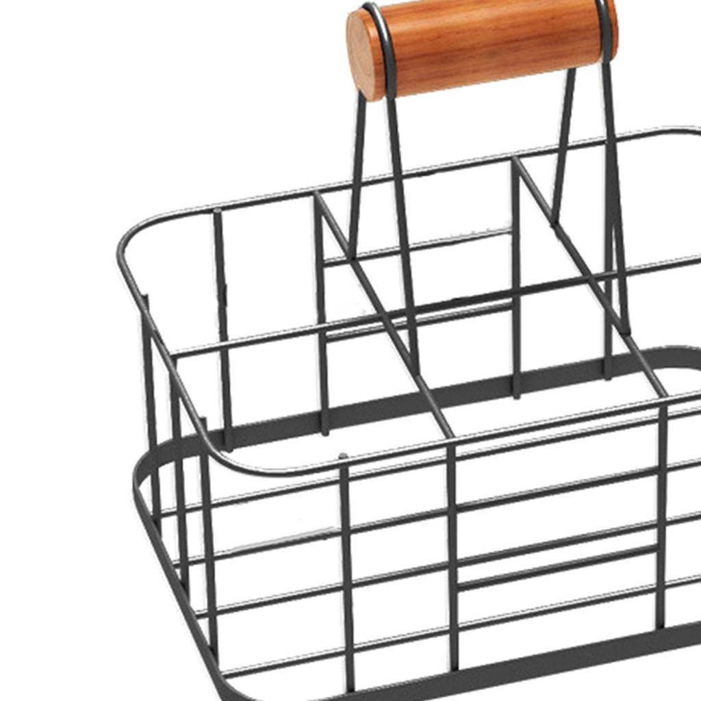 Drink Carrier Equipment with Handle Multifunction 6 Grid Reusable Drink Caddy Holder Wine Bottle Storage for Office Catering KTV