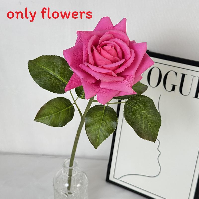 Wedding Rose Faux Flower With Fabric And Silkprinted Leaves For Party And Home Decor