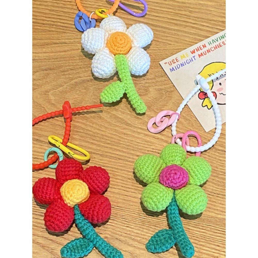 

bookaz [bookaz] Knitted Long Flower Keychain white