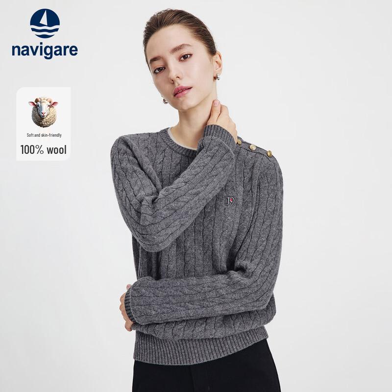 

Navigare Women s Round Neck Wool Blend Pullover Sweater XL