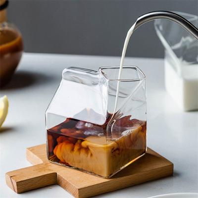 300ml Δημιουργικό Διαφανές Κύπελλο Κουτί Γάλα Σχήμα Κουτιού Γάλα Γυάλινα Κύπελλα Μπουκάλι για Χυμό Χαριτωμένο Φλιτζάνι Καφέ Ποτήρια Τσαγιού Φοιτητές Ποτό