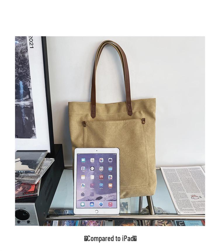 Unisex Retro Washed Canvas Shoulder Bag: Large Capacity, Korean Style, Versatile Harajuku Tote