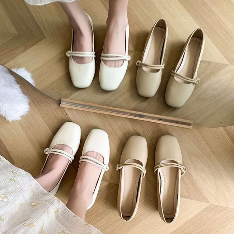 2025 New Spring and Autumn Evening Evening Breeze Gentle Flat-bottomed Grandma Laden Shoes Mary Jane Fairy with Skirt Small Leather Single Shoes Girl