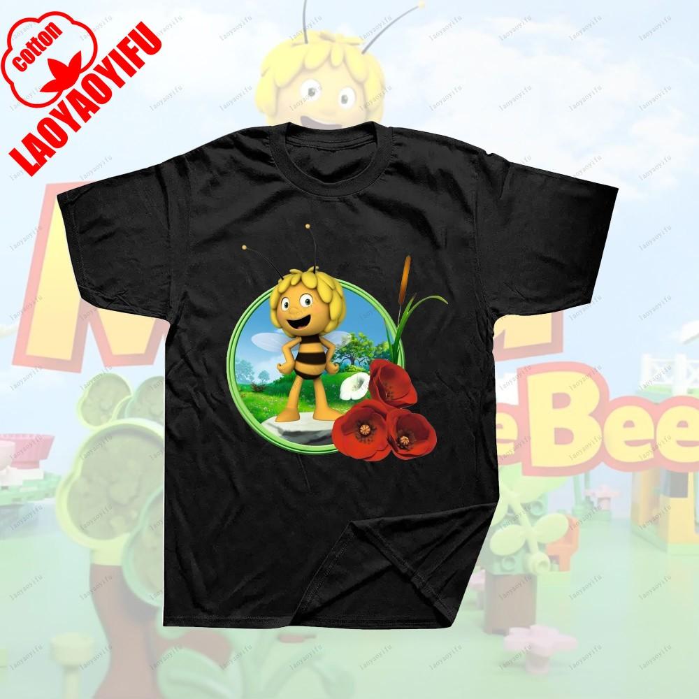 Maya The Bee Movie Cartoon Character T-shirts Maya The Bee Movie Kawaii Cartoons T Shirt Summer Breathable Camisetas