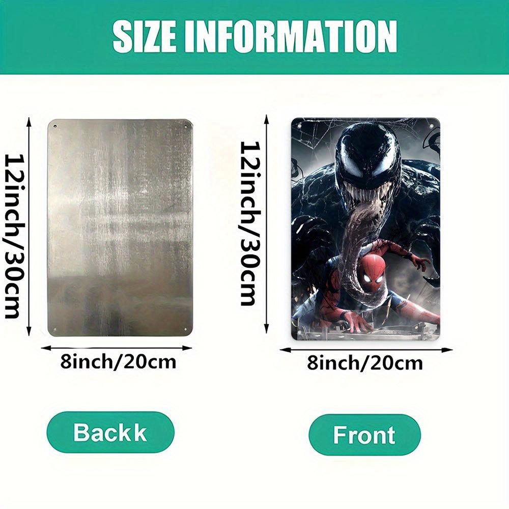 1pc Marvel Spider-Man Vs Venom Tin Sign - "Dark Web Battle" Retro Iron Wall Decor, Suitable for Home, Office, Bar, Cafe, and Mor
