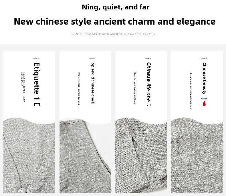 Men's Summer Linen Tang Suit Vest - Lightweight, Loose Fit, Sleeveless, Perfect for Middle-aged and Elderly.