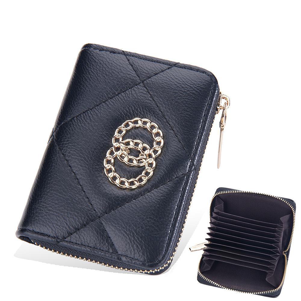 Baellerry Women's Short Purse Pu Leather Card Holder Multiple Card Slots Wallet Zipper Coin Purse Fashion Quilted Card Protector