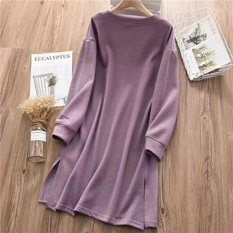 Sweatshirt for Women Cotton Oversize  Fleece Thickened Loose Round Neck Casual Pullover Long Sleeve Long Top Sweatshirt