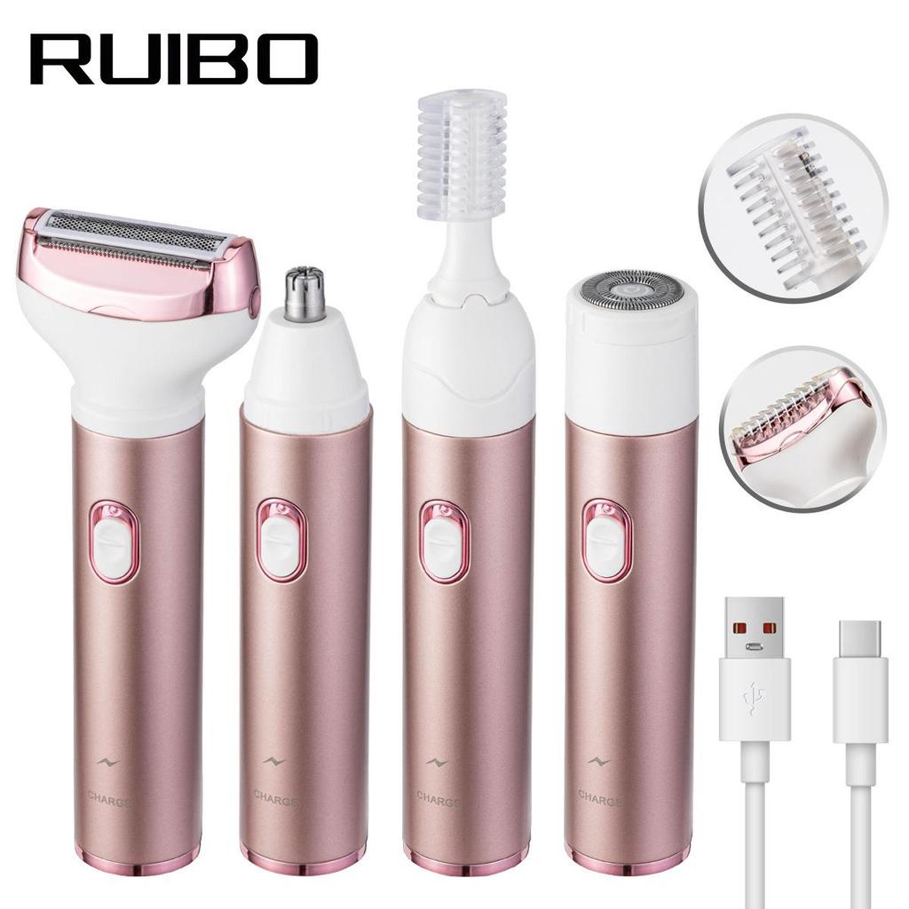Rasoir électrique 4 en 1 pour femme: Aisselle, Poils Pubiens, Tondeuse à Sourcils